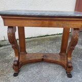Empire restauration console with marble top in walnut from the 19th century
