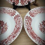 Set 4 assiettes décor fleuri rouge
