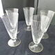 Set of 5 glass flutes engraved lined decoration art deco style