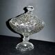 Large oval bonbonnière/dragee dish in molded crystal with diamond and pearl decoration, circa 1900