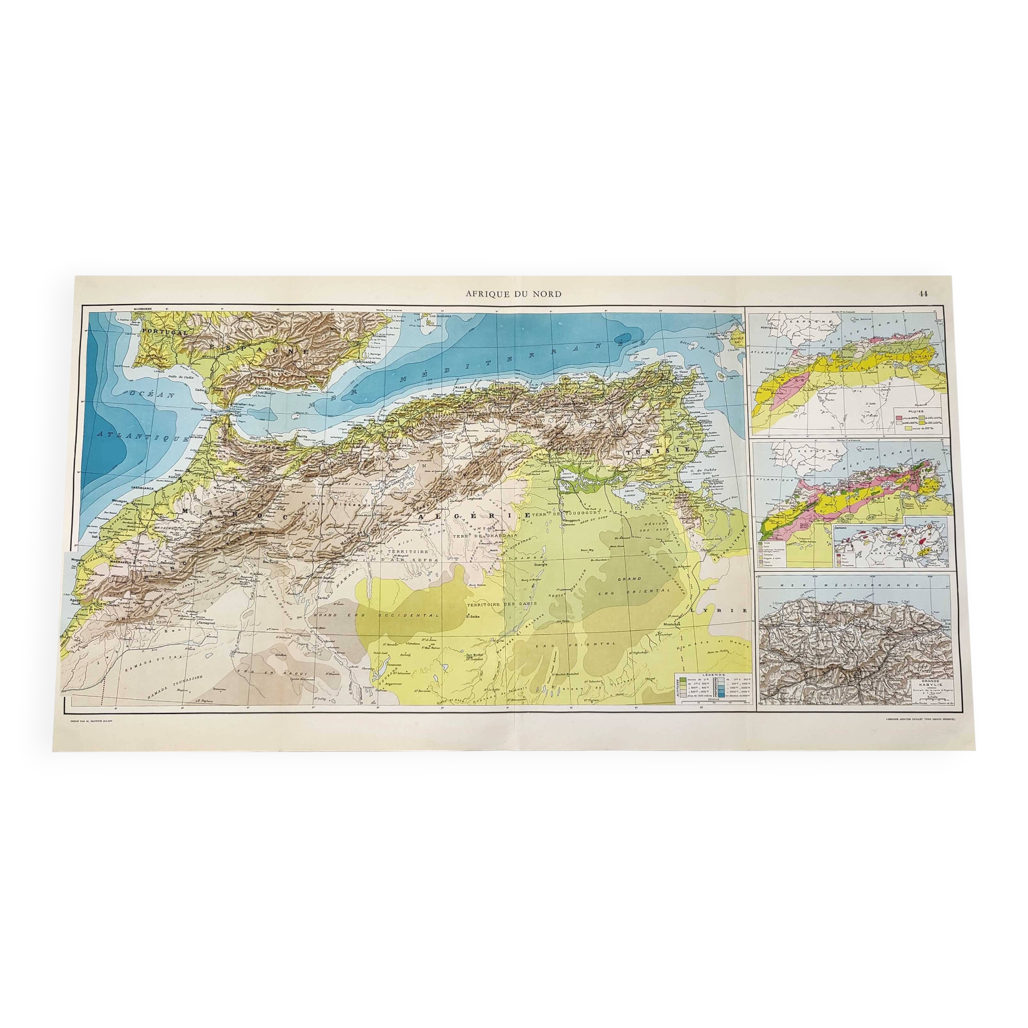 Carte Afrique du Nord 1950