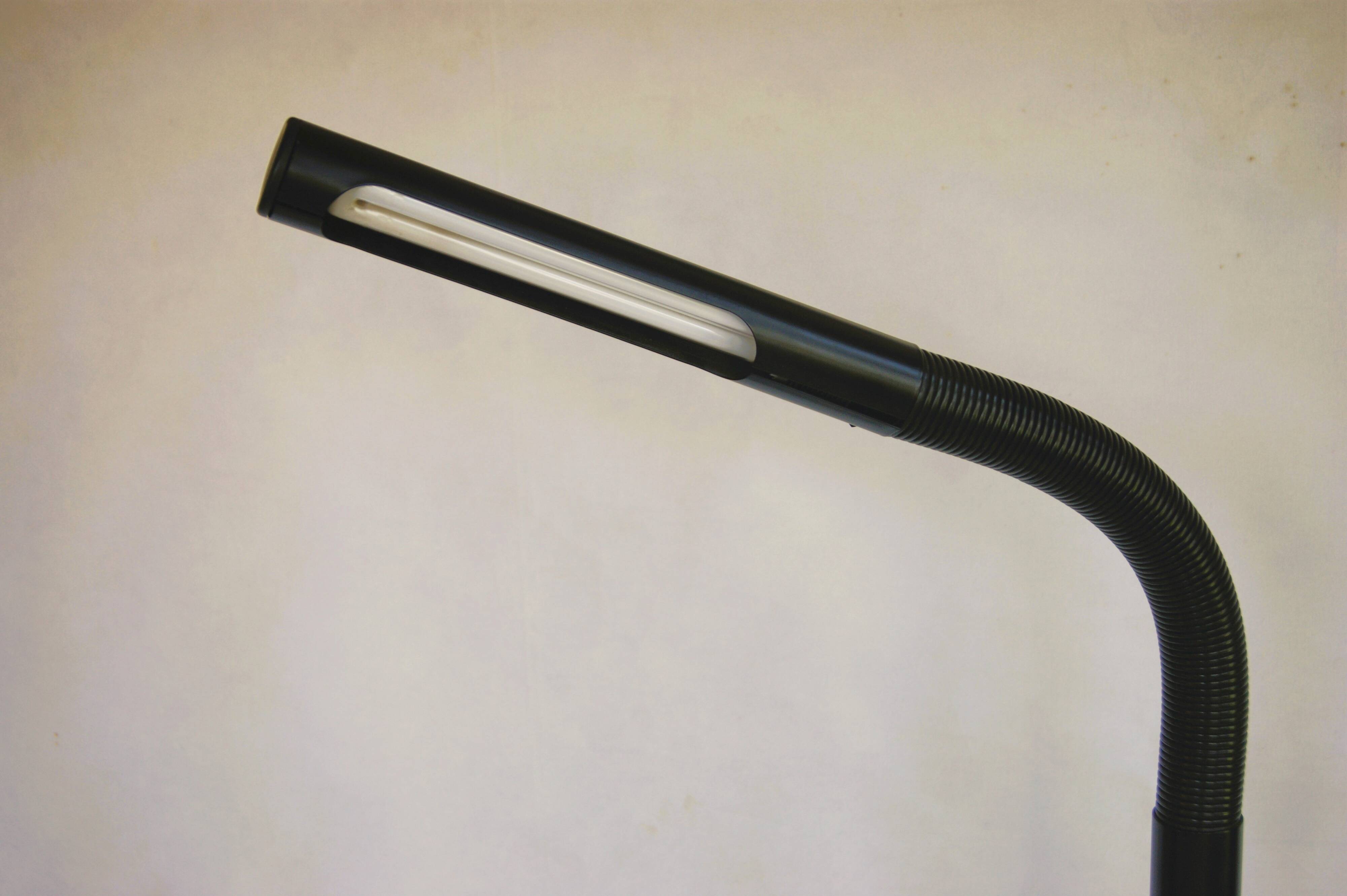 Rare black bendy tube floor lamp from LYFA Denmark - Star War era design late 1970s.