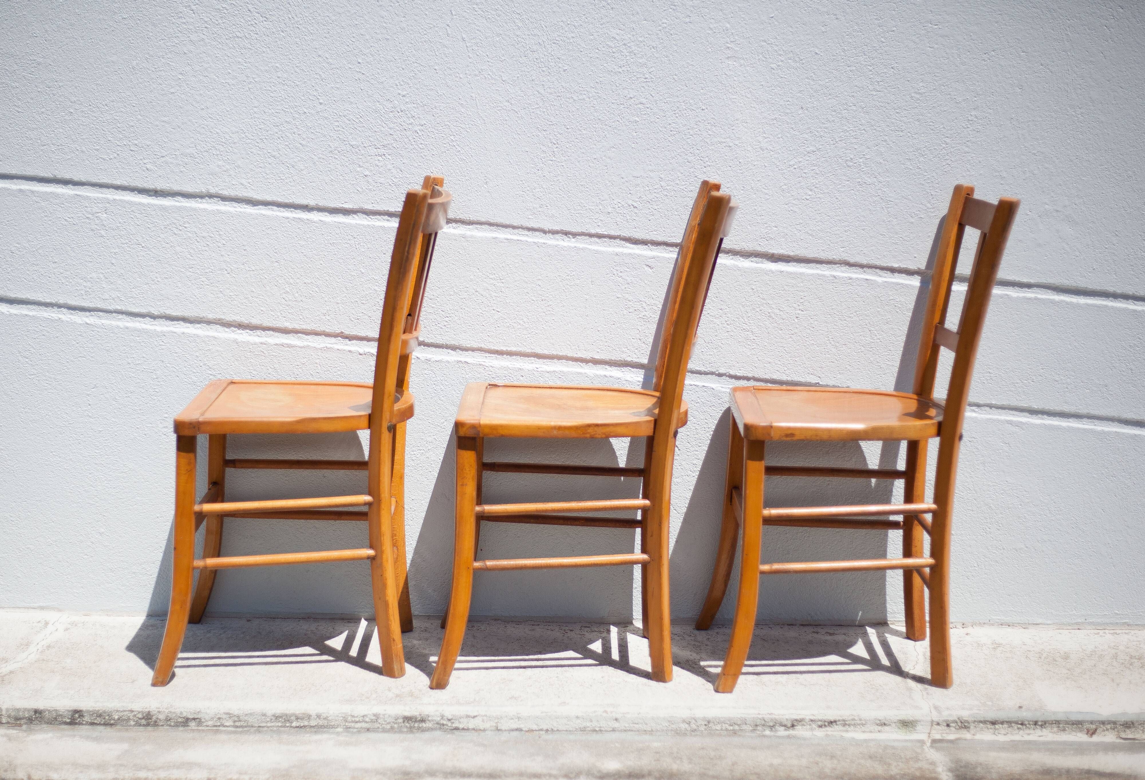 Set of 3 vintage wooden chairs by Luterma, 1960s