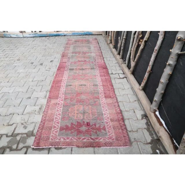 1960's Vintage Turkish Hand-Knotted Hallway Runner 91x354