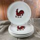 Set of 4 flat plates with red rooster hen decor