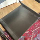 Pair of Cantilever armchairs in leather and black tubular - 1970s