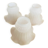 Set of 3 Antique Glass Frosted Shade Tulips - Wheat Ear Pattern