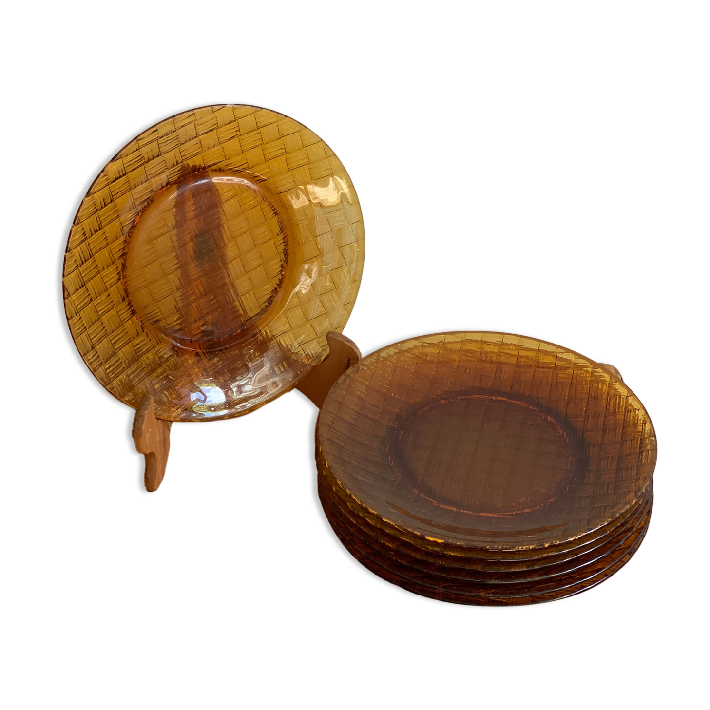 Vintage smoked glass plates