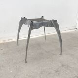 Dining table by Bernard Dequet for Protis France Design in cast aluminum and leather, France 1980