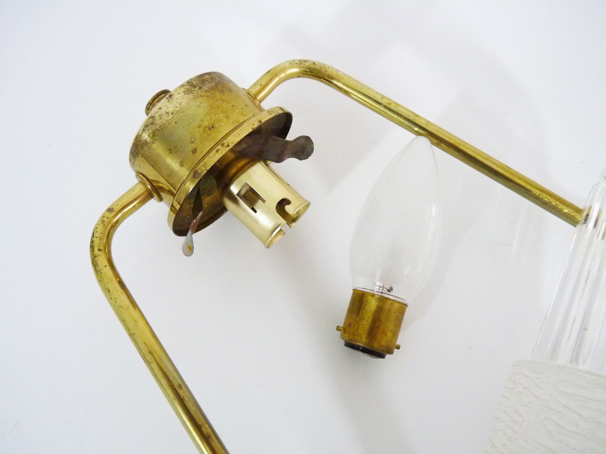 Minimalist vintage hanging in brass and glass tube Year 50
