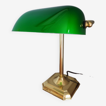 Lampe banquier en laiton et verre vintage