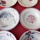 Set of six mismatched antique soup plates