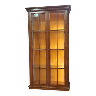 Faux bamboo cabinet by Jonathan Adler / glass layers / 1980s