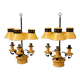 Pair of Empire style three-light bouillotte lamps in lacquered sheet metal.