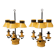Pair of Empire style three-light bouillotte lamps in lacquered sheet metal.