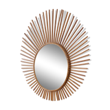 Old large rattan sun mirror