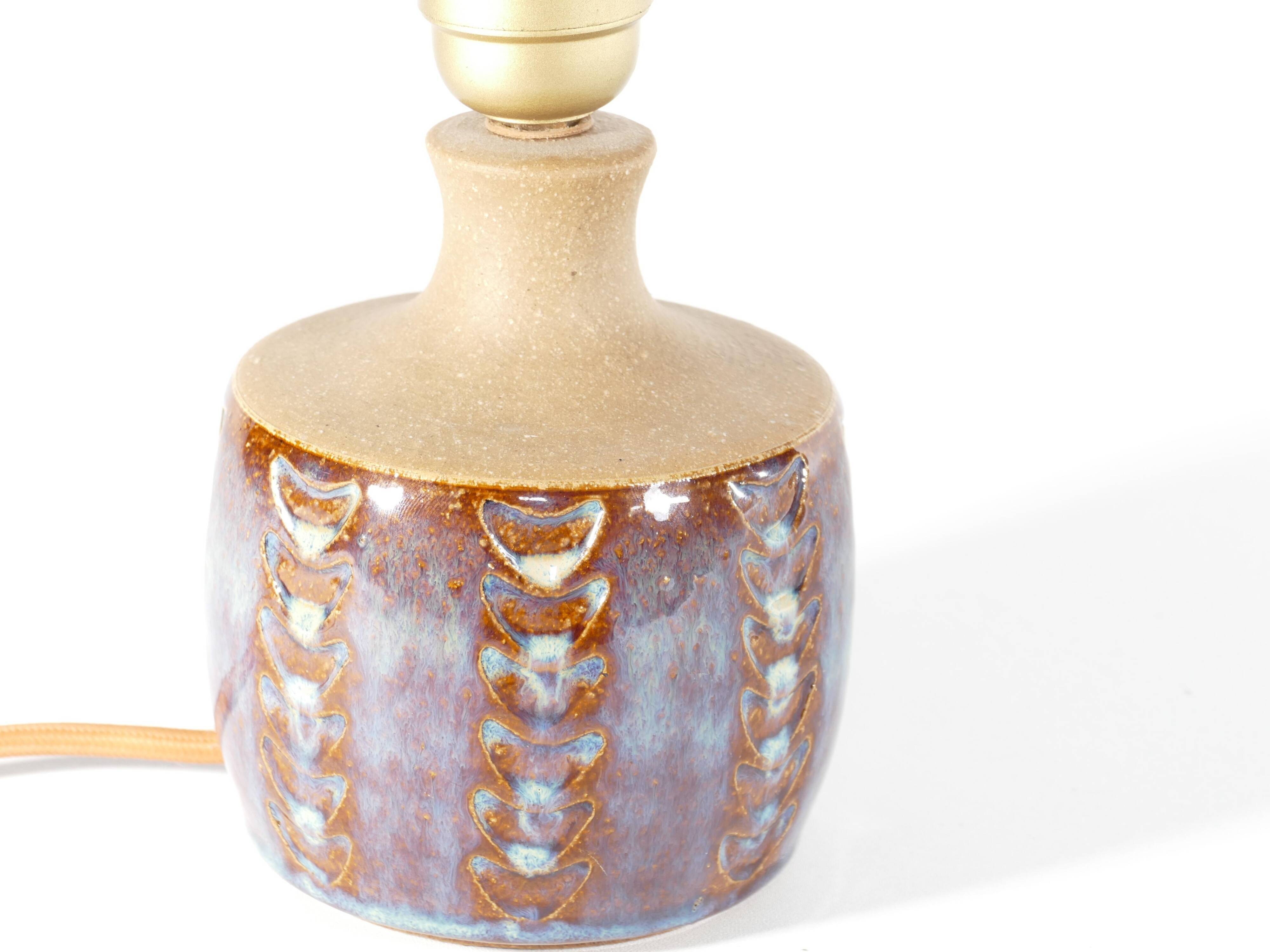 Scandinavian Modern Blue Glazed Stoneware Table Lamp, Søholm Stentøj, 1960s