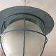 Suspension of the 70s cage in blue metal and frosted glass