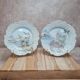 Set of 2 antique plates with Japanese-style hand-painted decoration – relief & gilding