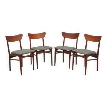 Set of four teak chairs, Danish design, 1970s, production: Denmark