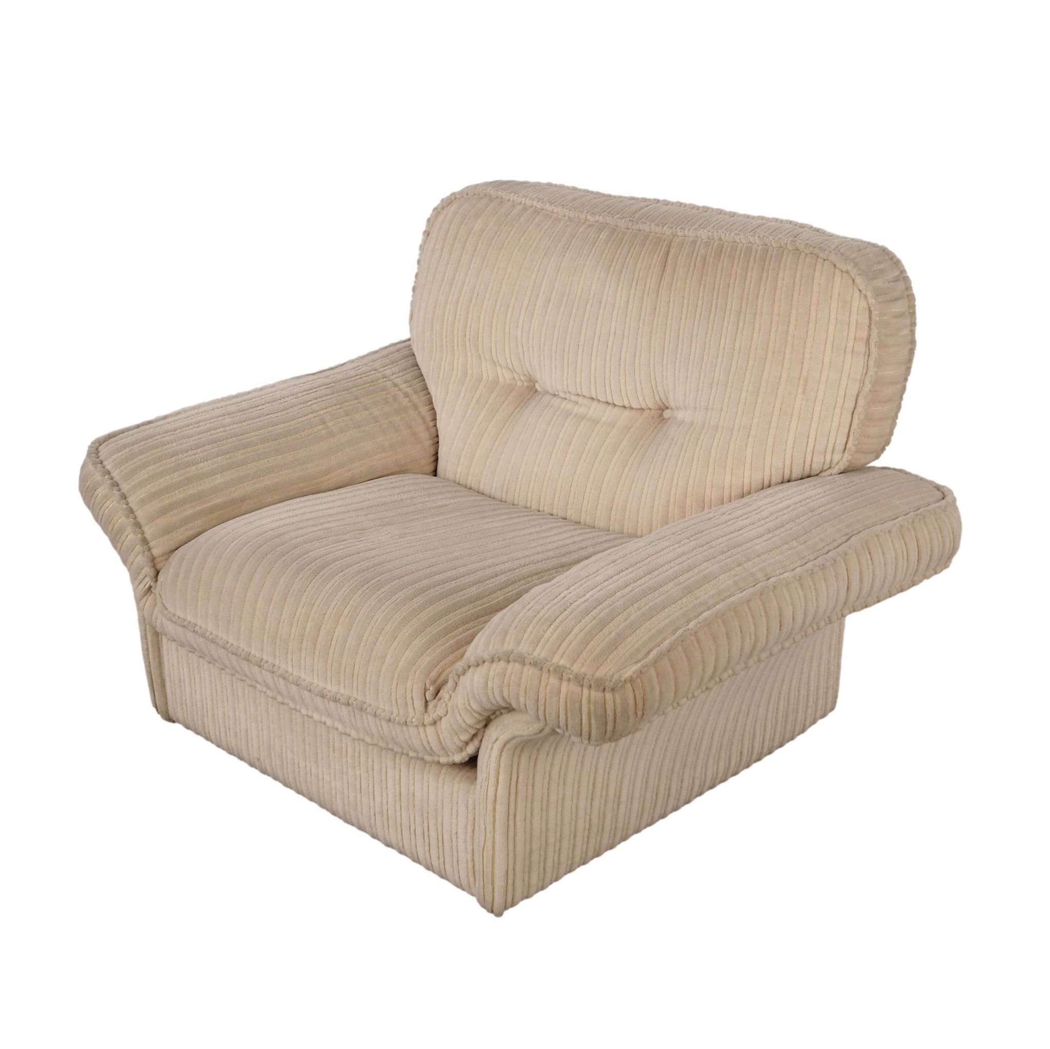 Fauteuil crème Soffio, design italien, années 1970, fabriqué par Doimo.