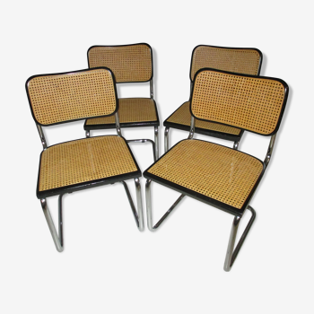 Suite 4 chaises Cesca B32 Marcel Breuer vintage 1970