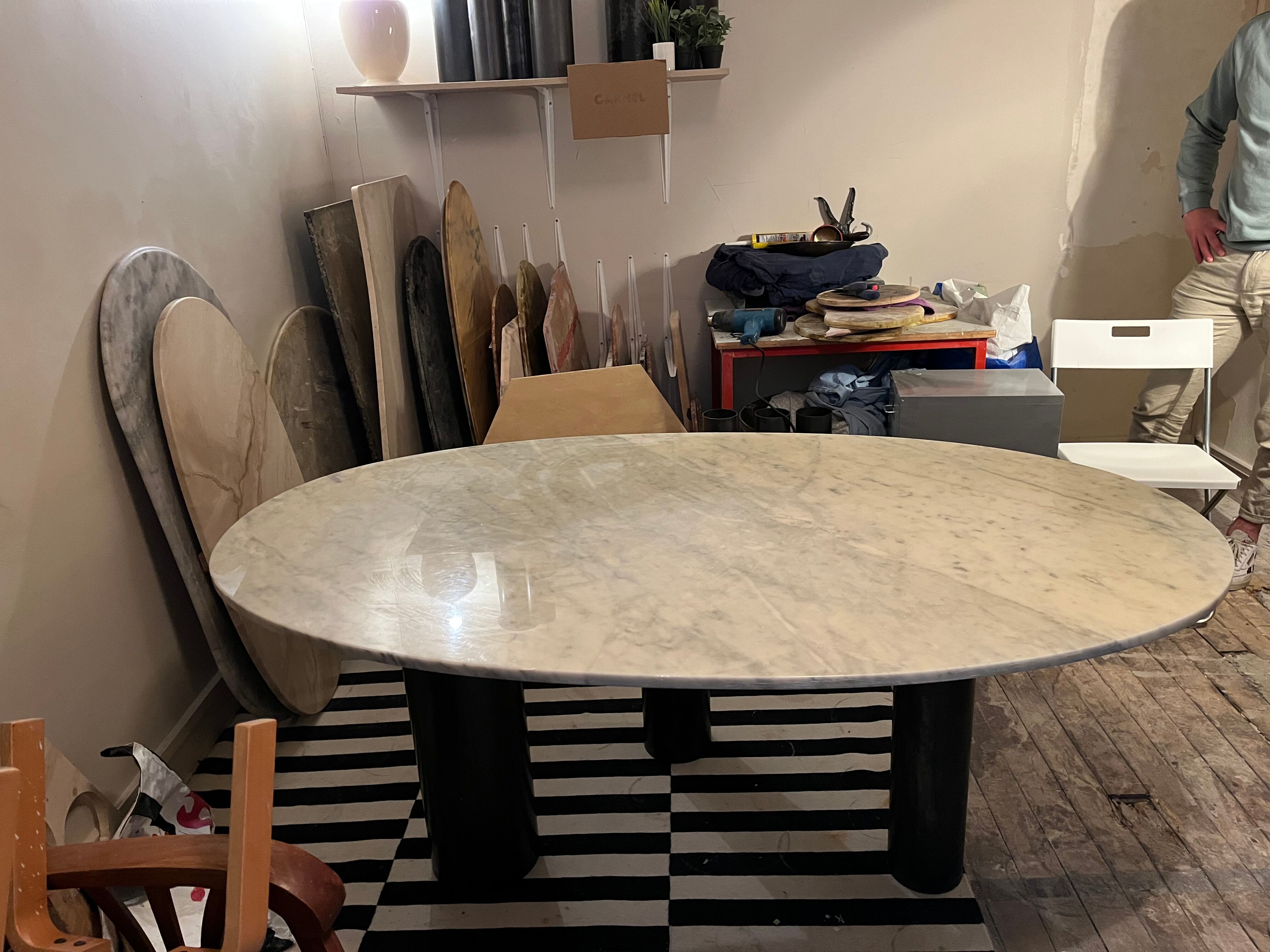 Marble dining table and steel legs