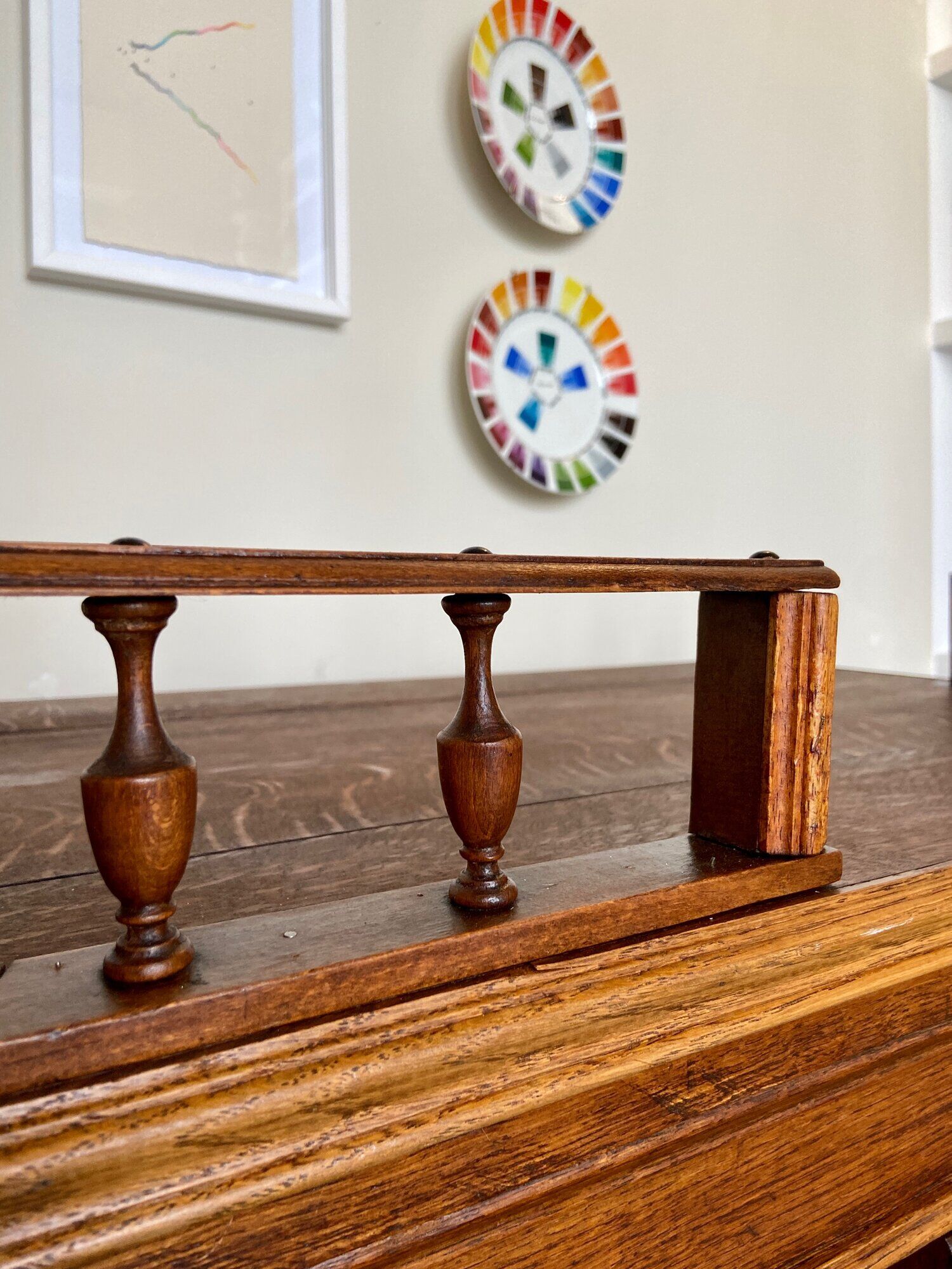 Counter, reception furniture in solid wood early twentieth century