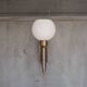 Pair of brass and white opaline wall lights, vintage wall light