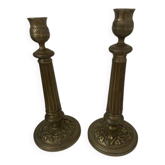 Pair of brass candlesticks