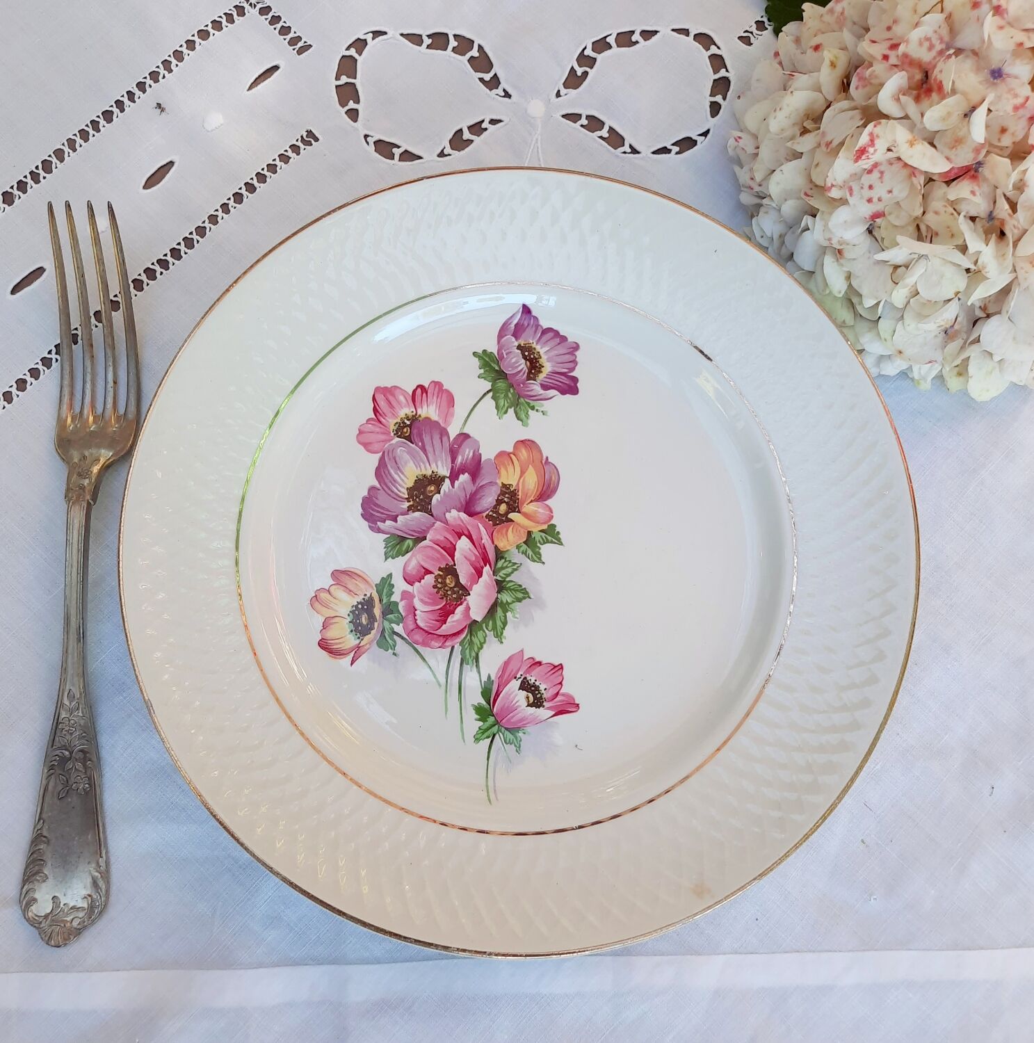 Old flat plates mismatched in earthenware