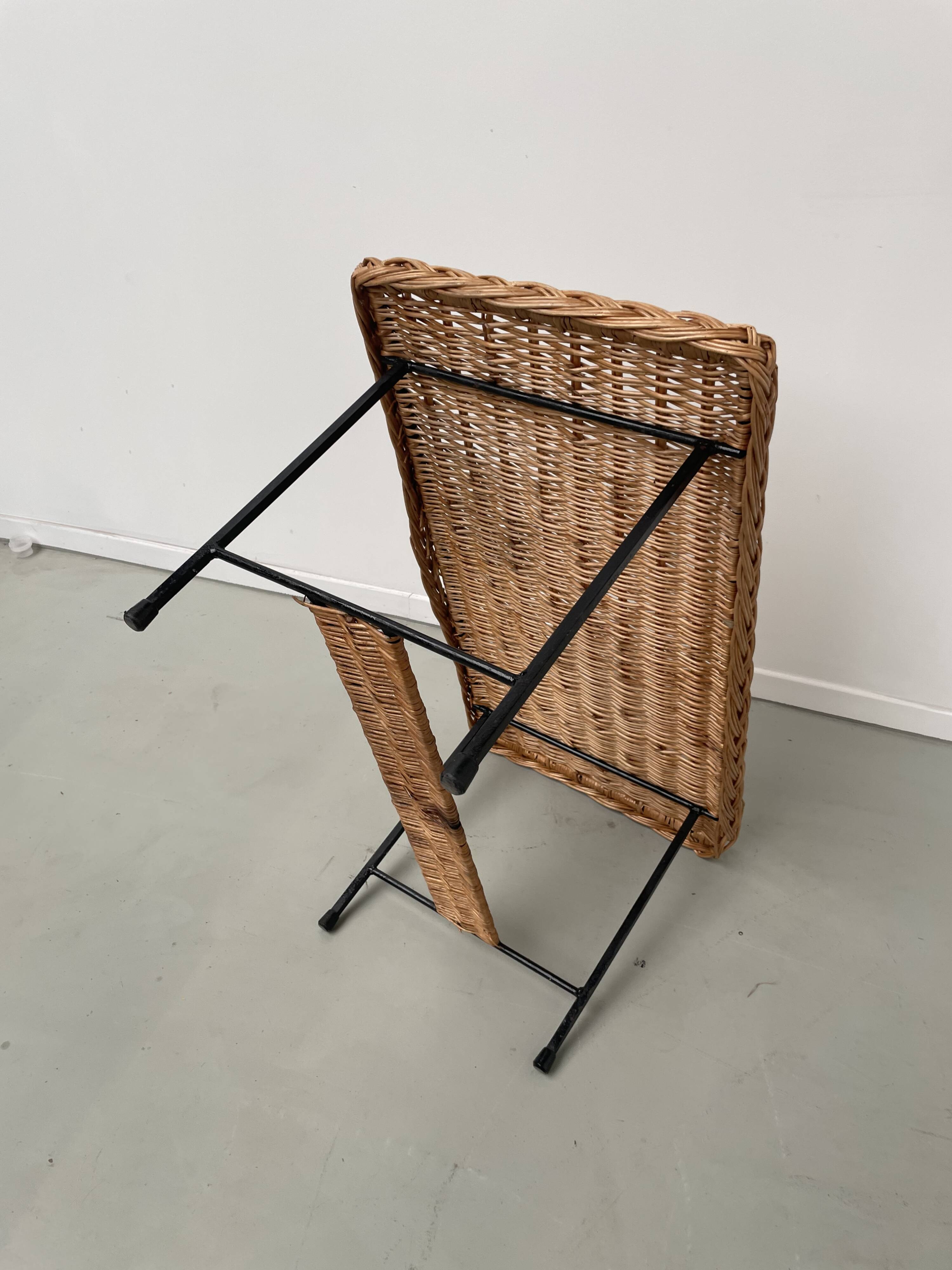 Woven wicker and metal coffee table 1960