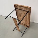 Woven wicker and metal coffee table 1960