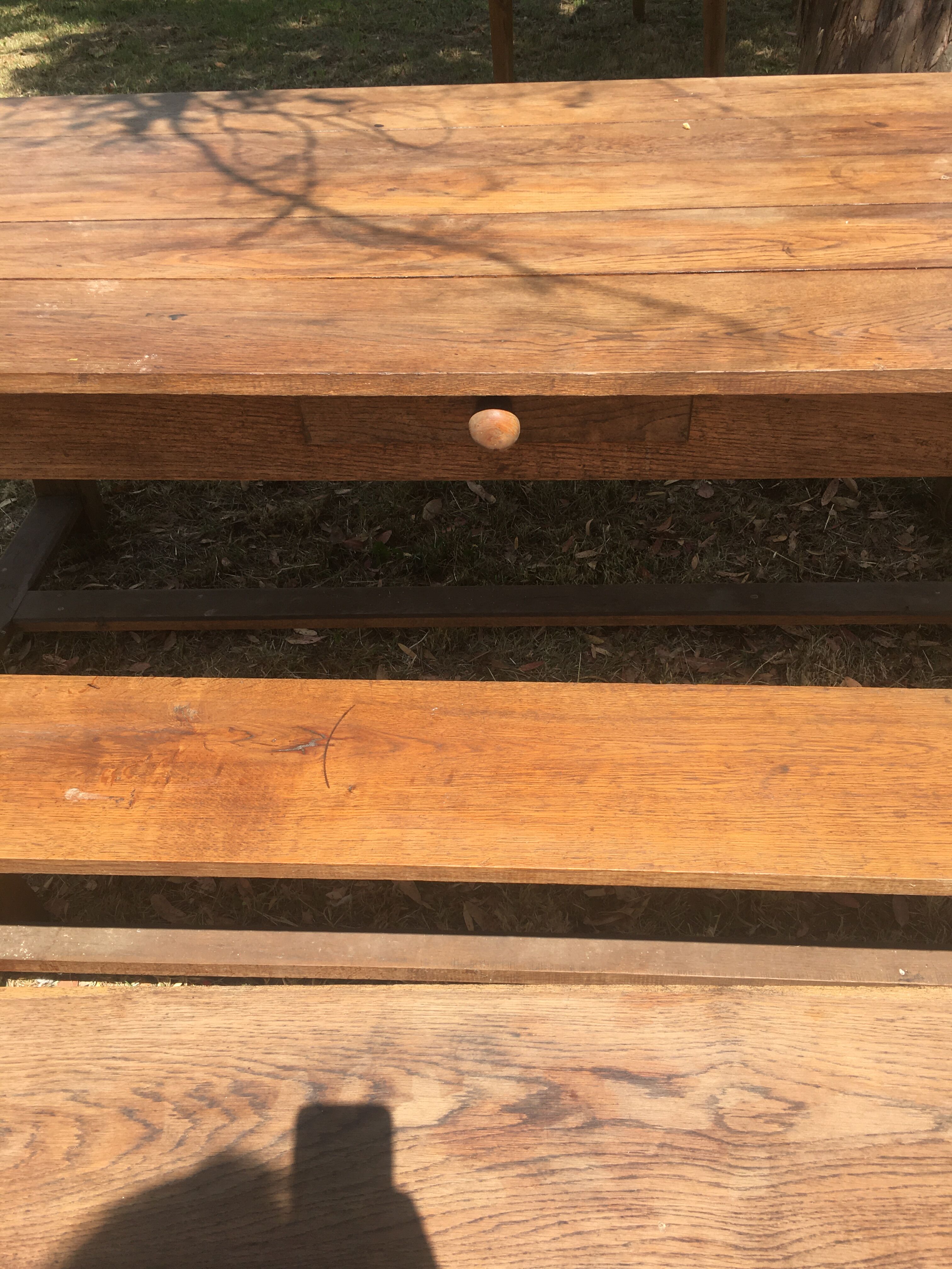 Farmhouse dining table with assorted benches
