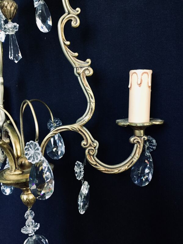 Lustre cage 3 lumière bronze et cristal