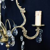 Bronze and crystal 3 light cage chandelier
