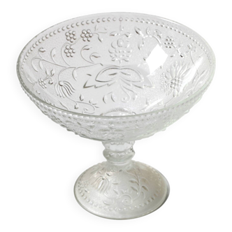 Pressed Glass Pedestal Bowl: Cibulak Pavel Panek Design / 1974