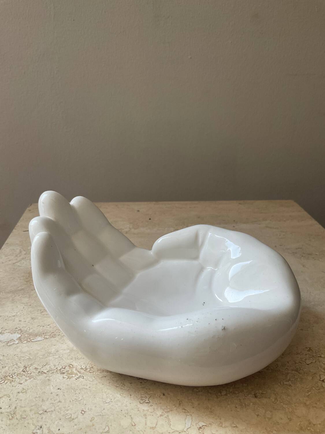 Empty vintage handmade ceramic pocket
