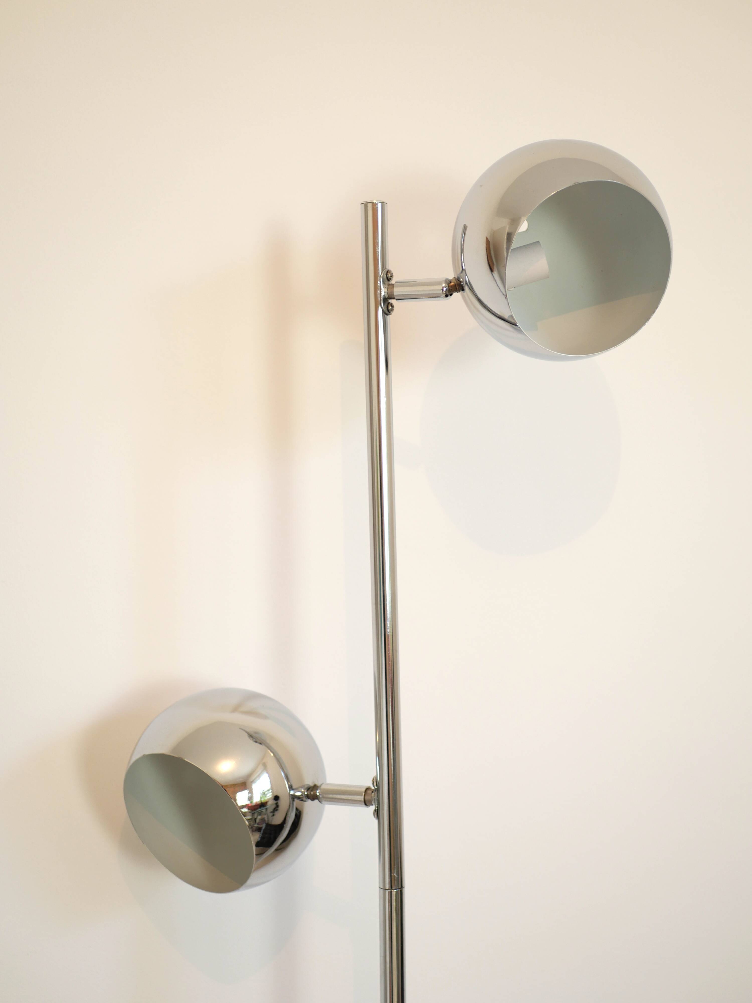 Lampadaire eyeball 2 feux en chrome