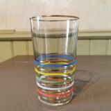 Suite of 6 vintage glasses with multicolored stripes