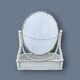 Off-white rattan vanity mirror – floral decoration – 1960s–1970s
