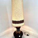 1970s floor lamp - ceramic and fabric lampshade