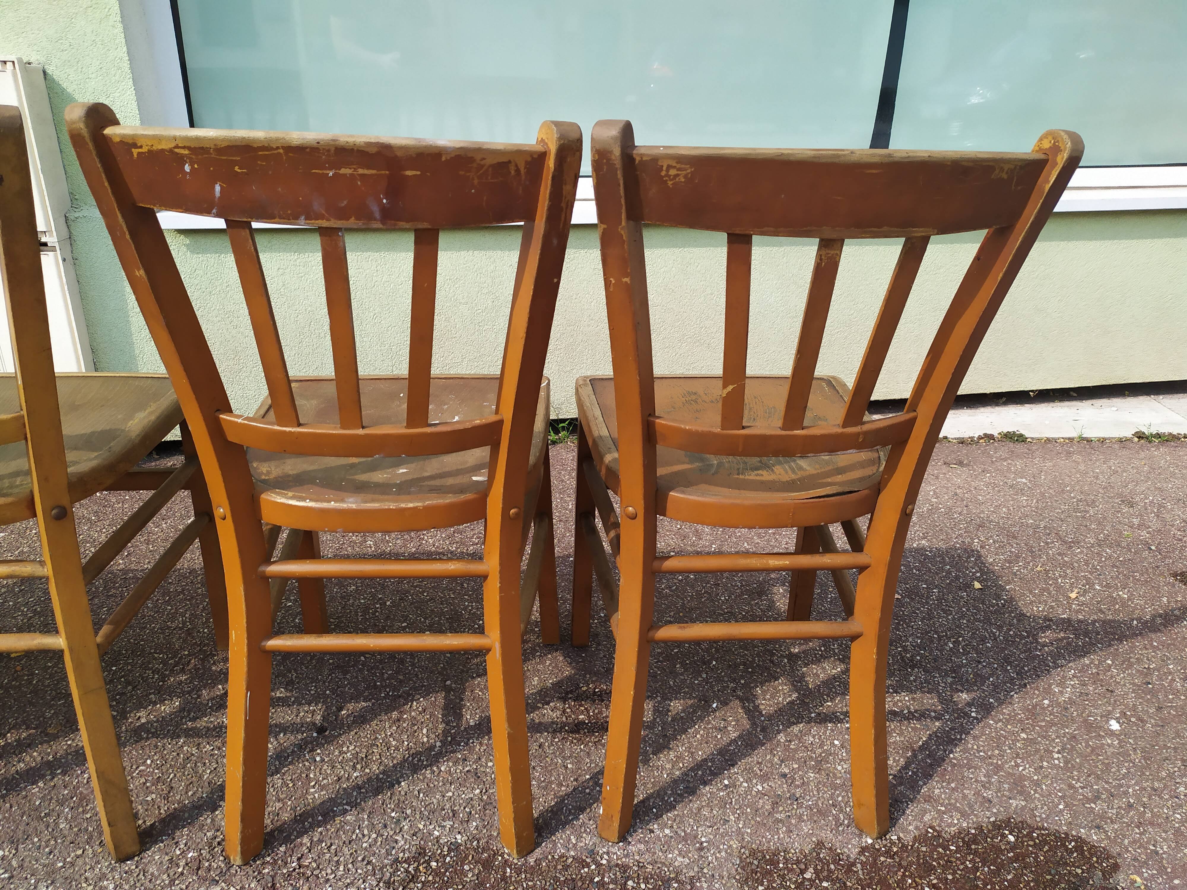 Set of 4 wooden chair bistrot farm