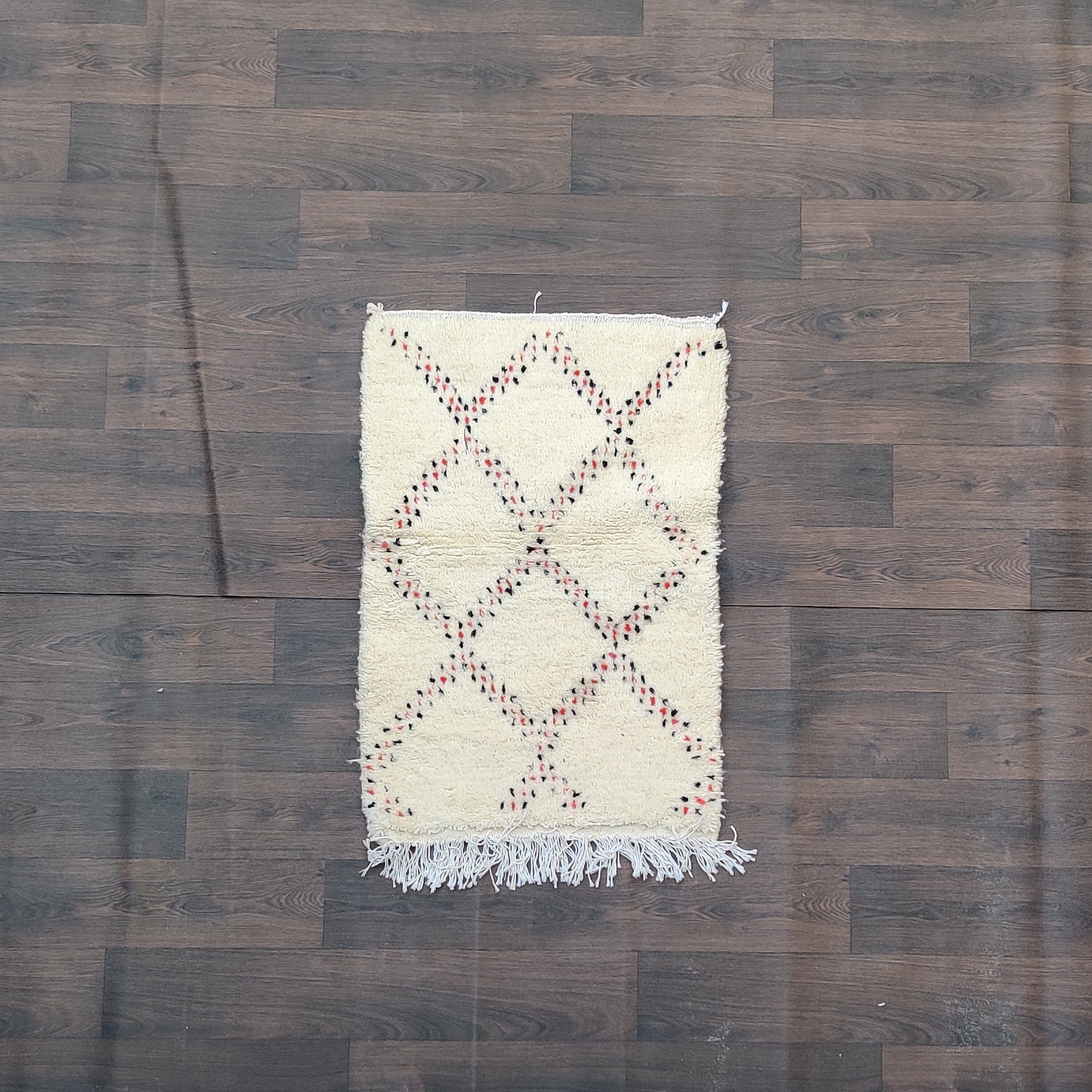 Tapis berbère losanges rouge et noir 70x105 cm