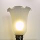White opaline glass boudoir Art Deco lamp with tulip pleated glass shade