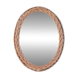 Miroir ovale vintage en osier
