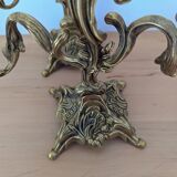 Pair of antique bronze candlesticks in the Louis XV rococo style