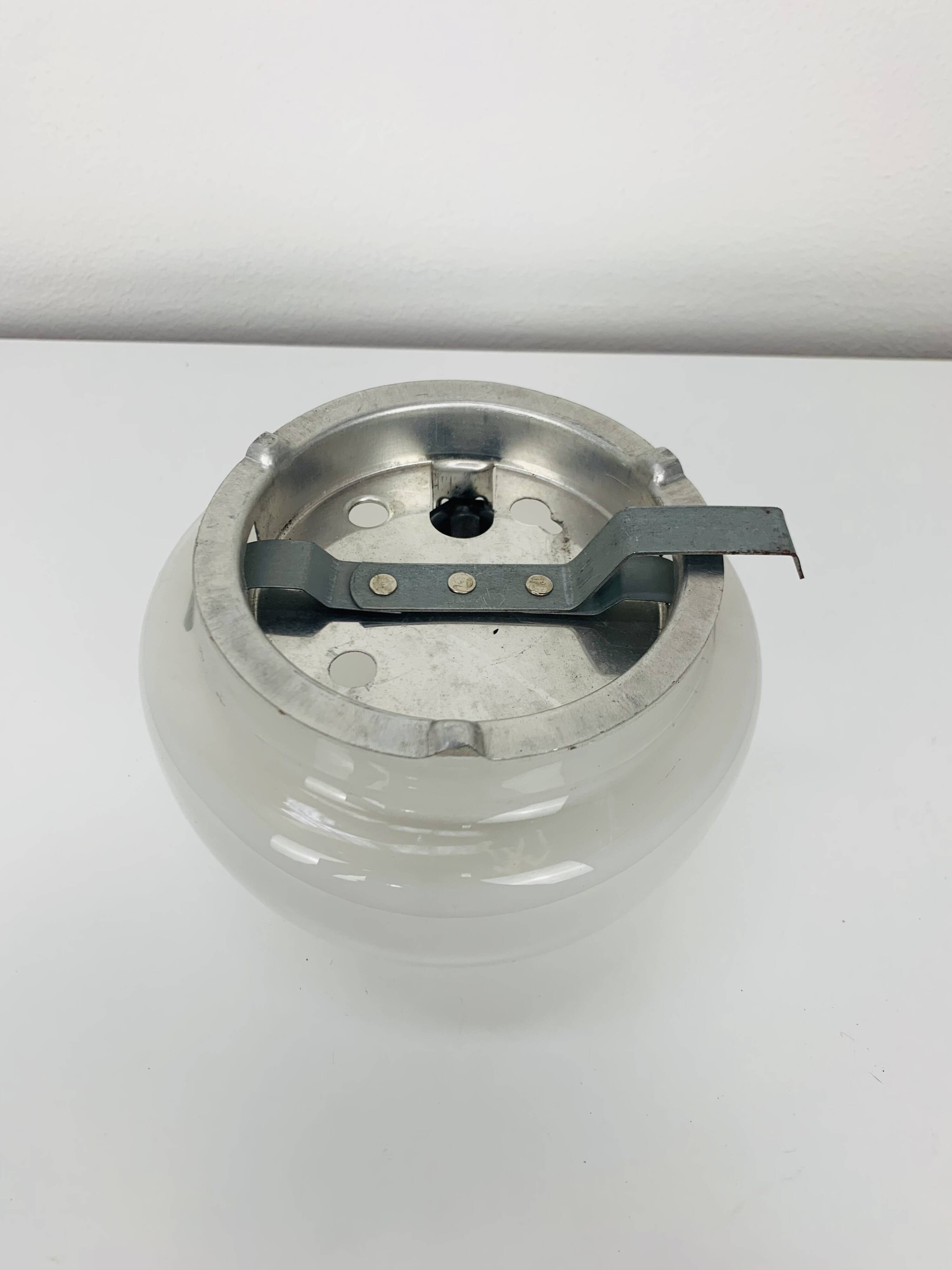 Vintage white opaline ball wall lamp, half sphere