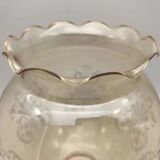 1970s Lampshade / Globe two mouths for suspension Decorated amber glass