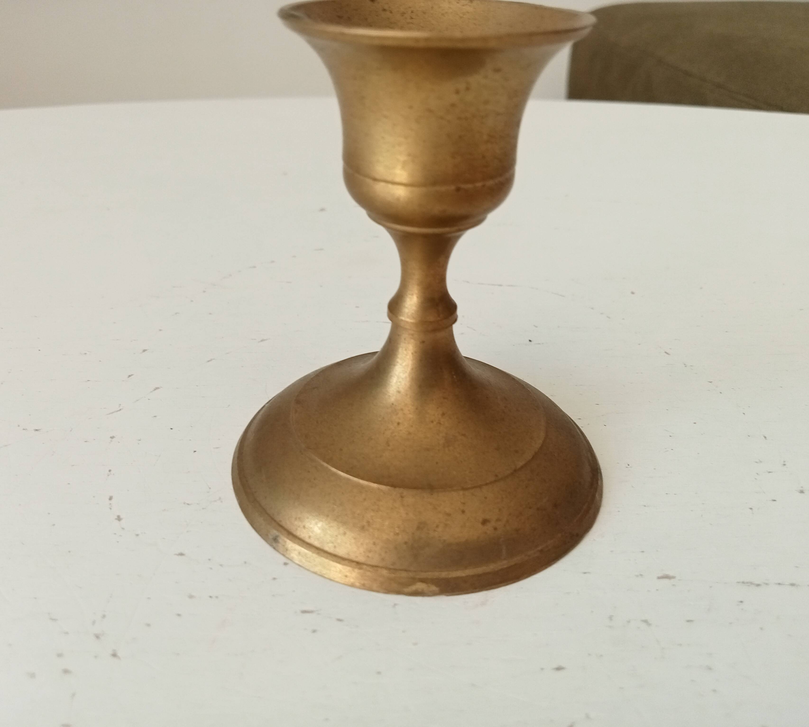 Vintage gold brass candle holder